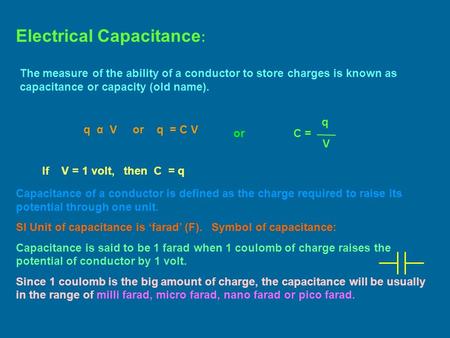 Electrical Capacitance: