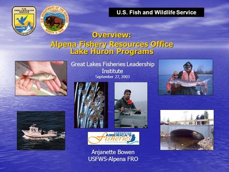 U.S. Fish and Wildlife Service Overview: Alpena Fishery Resources Office Lake Huron Programs Anjanette Bowen USFWS-Alpena FRO Great Lakes Fisheries Leadership.