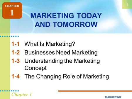 MARKETING TODAY AND TOMORROW