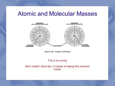 Atomic and Molecular Masses This is so wrong. Bohr model? More like I’m bored of seeing this incorrect model.