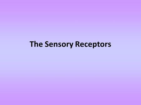 The Sensory Receptors. Write the black Read the blue.