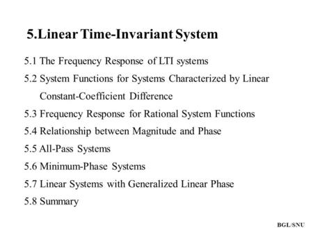 5.Linear Time-Invariant System