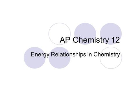 AP Chemistry 12 Energy Relationships in Chemistry.