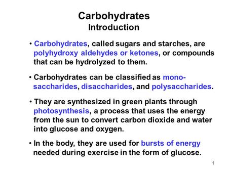 Carbohydrates Introduction