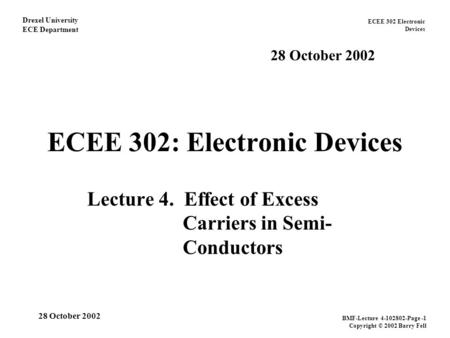 ECEE 302: Electronic Devices