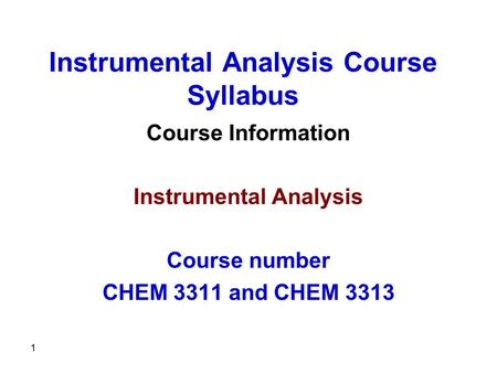 Instrumental Analysis Course Syllabus