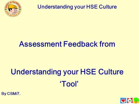 Understanding your HSE Culture Assessment Feedback from Understanding your HSE Culture ‘Tool’ By CSM/7.