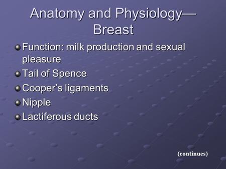 Anatomy and Physiology— Breast