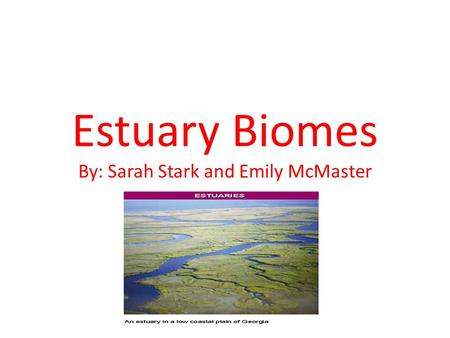 Estuary Biomes By: Sarah Stark and Emily McMaster.