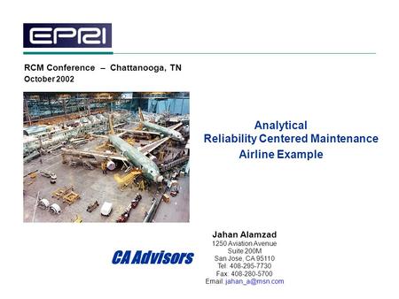 Analytical Reliability Centered Maintenance