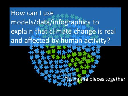 How can I use models/data/infographics to explain that climate change is real and affected by human activity? Fitting the pieces together.