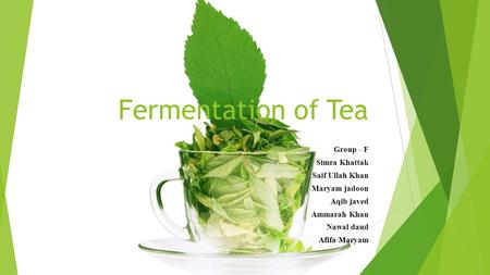 Fermentation of Tea Group - F Simra Khattak Saif Ullah Khan