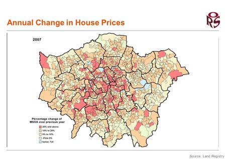 Annual Change in House Prices Source: Land Registry.