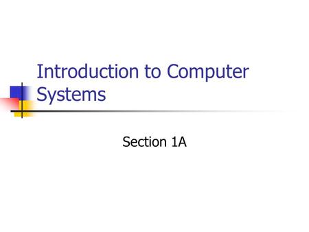 Introduction to Computer Systems