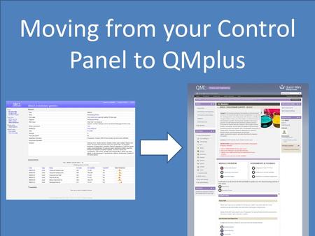 Moving from your Control Panel to QMplus. Module description.