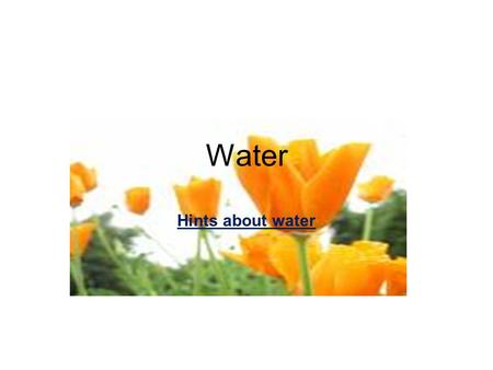 Hints about water Water. Tutor: Adil Al Bedri Hints about water.