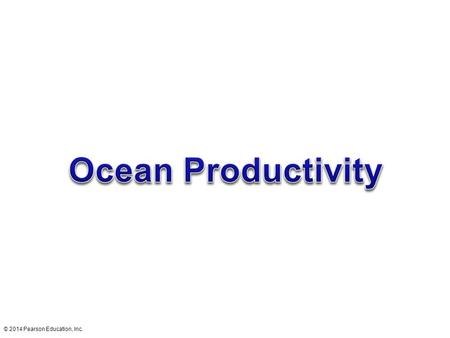 © 2014 Pearson Education, Inc.. Primary Productivity Rate at which energy is stored in organic matter –Photosynthesis uses solar radiation. –Chemosynthesis.