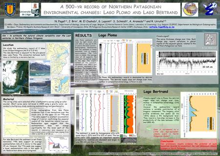 A 500- YR RECORD OF N ORTHERN P ATAGONIAN ENVIRONMENTAL CHANGES : L AGO P LOMO AND L AGO B ERTRAND N. Fagel 1,2, J. Brix 1, M. El Ouahabi 1, G. Lepoint.