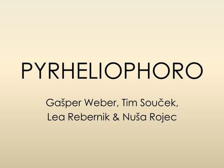 Gašper Weber, Tim Souček, Lea Rebernik & Nuša Rojec PYRHELIOPHORO.