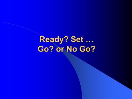 Ready? Set … Go? or No Go?. Digital Safari Institute GreenBizz Project Getting Started … Create a unique product or service Create a unique product or.