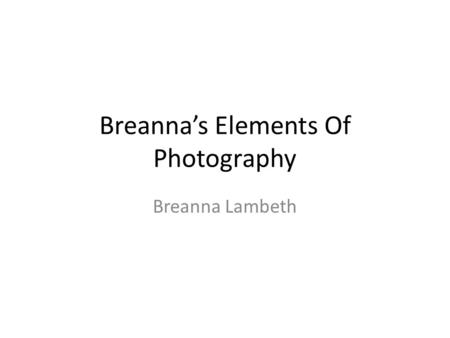 Breanna’s Elements Of Photography Breanna Lambeth.