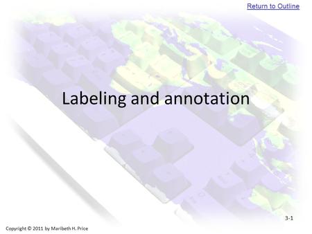 Return to Outline Copyright © 2011 by Maribeth H. Price 3-1 Labeling and annotation.