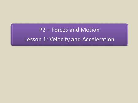 Lesson 1: Velocity and Acceleration