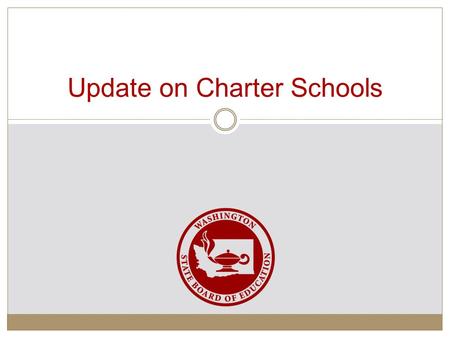 Update on Charter Schools. What is the SBE’s role for charter schools? Washington State Board of Education Approve or deny applications by school districts.