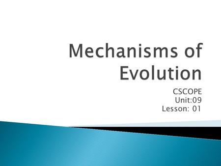 CSCOPE Unit:09 Lesson: 01.  Be prepared to share your response to the following: ◦ Biological evolution happens at the population level, not the individual.