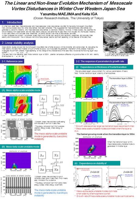 The Linear and Non-linear Evolution Mechanism of Mesoscale Vortex Disturbances in Winter Over Western Japan Sea Yasumitsu MAEJIMA and Keita IGA (Ocean.