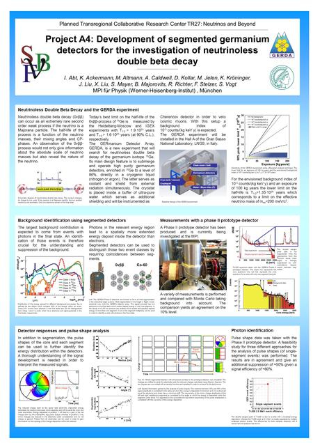 Planned Transregional Collaborative Research Center TR27: Neutrinos and Beyond Project A4: Development of segmented germanium detectors for the investigation.