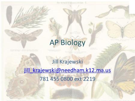 AP Biology Jill Krajewski 781 455 0800 ext 2219.