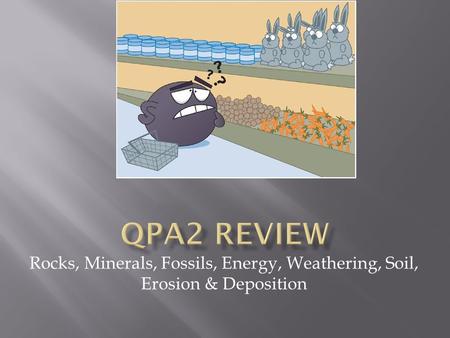 Rocks, Minerals, Fossils, Energy, Weathering, Soil, Erosion & Deposition.