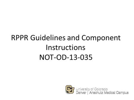 RPPR Guidelines and Component Instructions NOT-OD-13-035.