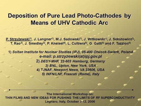 Deposition of Pure Lead Photo-Cathodes by Means of UHV Cathodic Arc