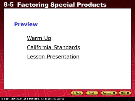 Preview Warm Up California Standards Lesson Presentation.