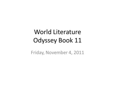 World Literature Odyssey Book 11