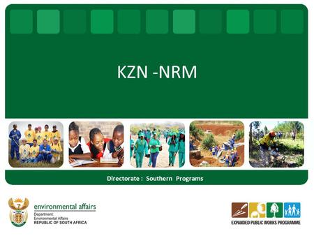 KZN -NRM Directorate : Southern Programs. Regional Activities – Working for Water – Working for Rivers – Working for Ecosystems – Working for Energy –