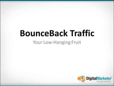 BounceBack Traffic Your Low-Hanging Fruit. How Much Is A Click Worth To You? We’re Going To Increase That.