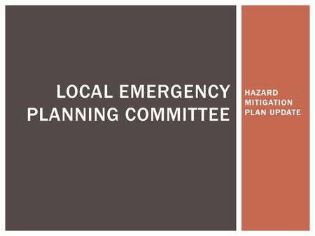 HAZARD MITIGATION PLAN UPDATE LOCAL EMERGENCY PLANNING COMMITTEE.