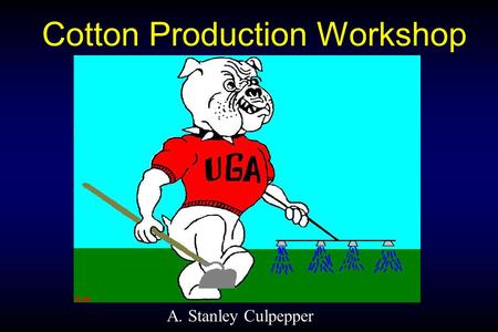 Cotton Production Workshop A. Stanley Culpepper. Breakout Session Objectives 1. New labels or uses 2. RR cotton tolerance to glyphosate 3. Managing weeds.