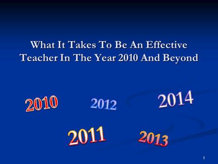 What It Takes To Be An Effective Teacher In The Year 2010 And Beyond 1.