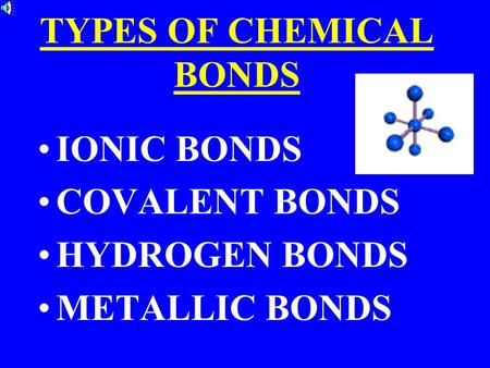 TYPES OF CHEMICAL BONDS