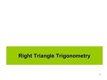 Right Triangle Trigonometry