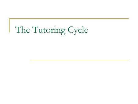 The Tutoring Cycle.