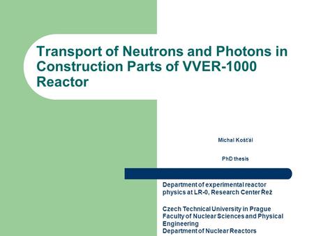 Michal Košťál PhD thesis