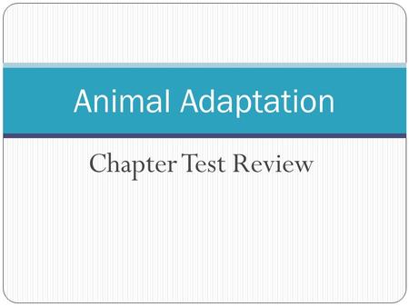 Animal Adaptation Chapter Test Review.