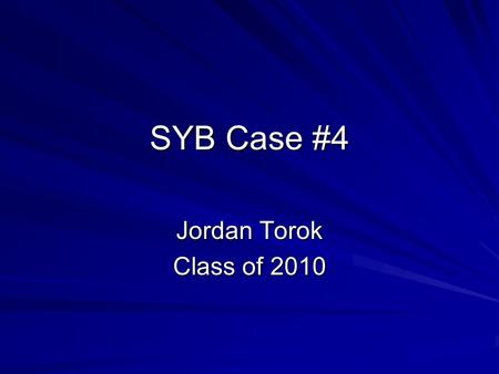 SYB Case #4 Jordan Torok Class of 2010. Chief Complaint 84 year old caucasian female with the sensation of food getting stuck in the retrosternal area,