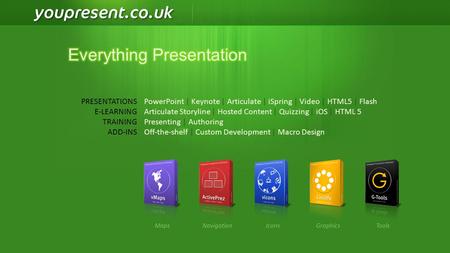 PowerPoint | Keynote | Articulate | iSpring | Video | HTML5 | Flash Articulate Storyline | Hosted Content | Quizzing | iOS | HTML 5 Presenting | Authoring.