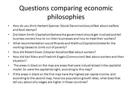 Questions comparing economic philosophies